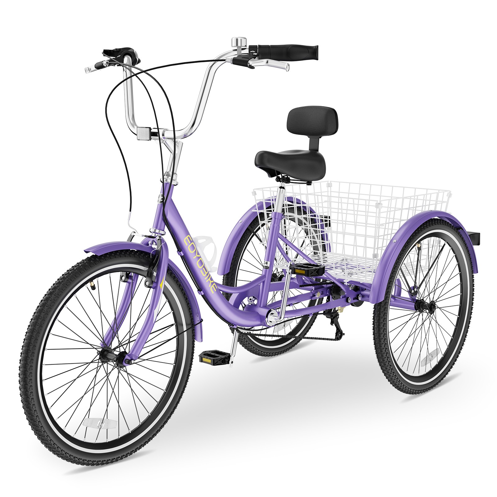 EOYOBIKE 24in 3 Wheel Trike Cruiser Bike 7 Speed Cruiser Tricycle Adult Tricycle