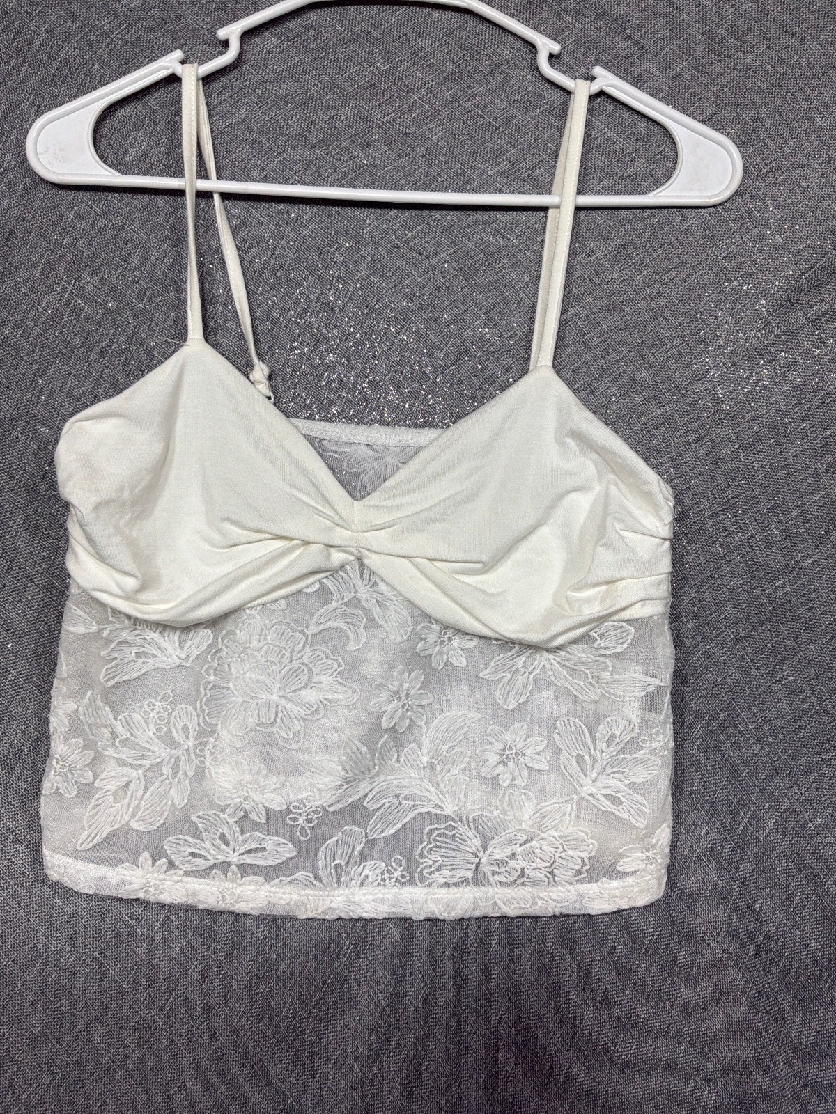 SHEIN Women\'s White Lace Overlay Tank Top Size US 4 SHEIN Women\'s White Lace Overlay Tank Top Size US 4