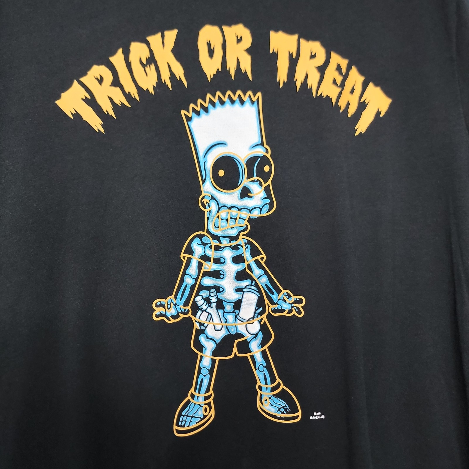 Adult Halloween Bart Simpson Skeleton Trick Or Treat Short Sleeve Shirt - XL Adult Halloween Bart Simpson Skeleton Trick Or Treat Short Sleeve Shirt - XL