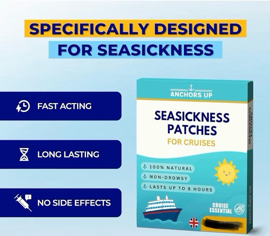6ct Motion Sickness Patches – Sea Sickness Patches for Cruise, Car, Airplane Etc