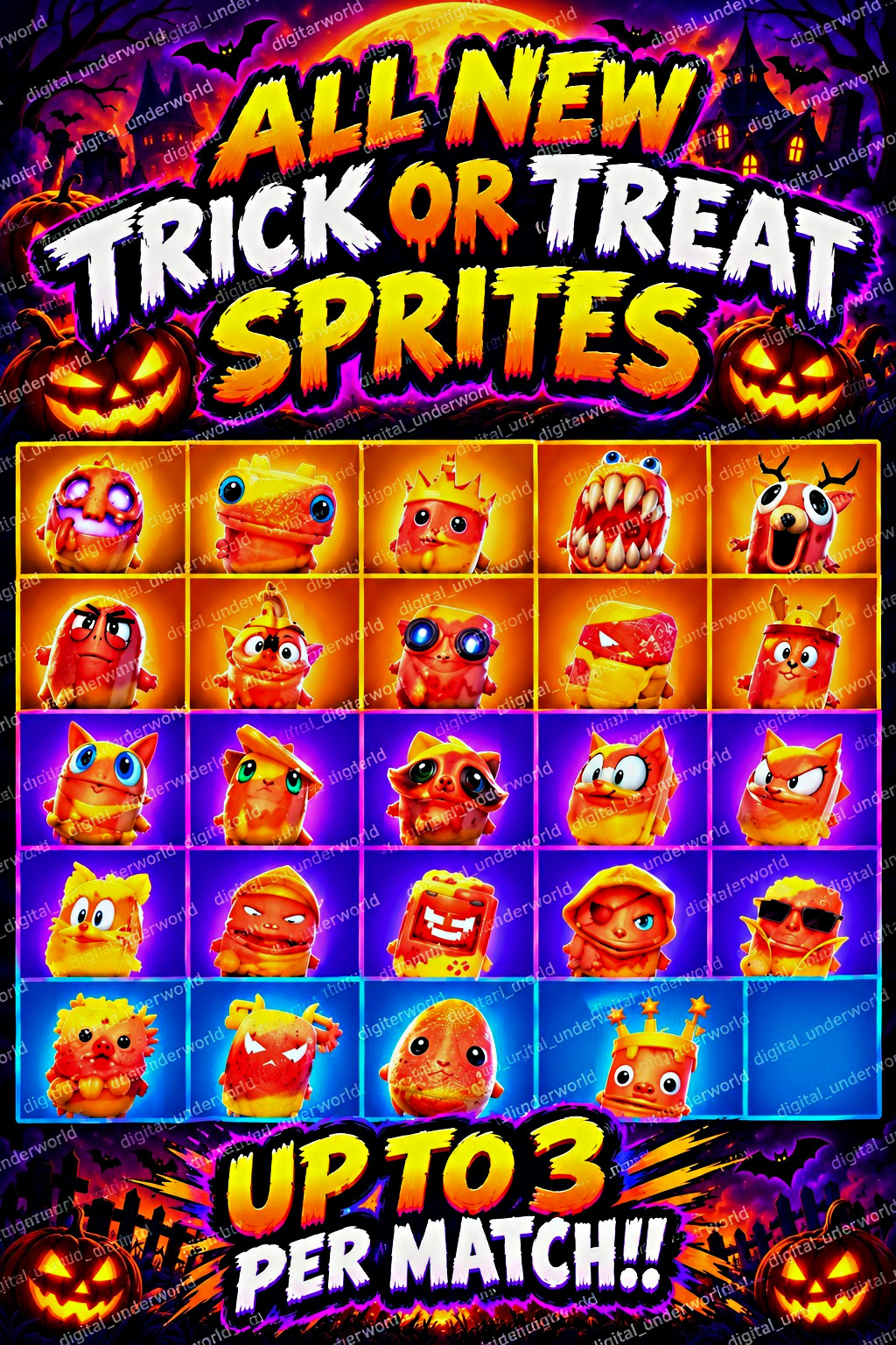 All New Trick or Treat Sprites Up to 3 per match All New Trick or Treat Sprites Up to 3 per match