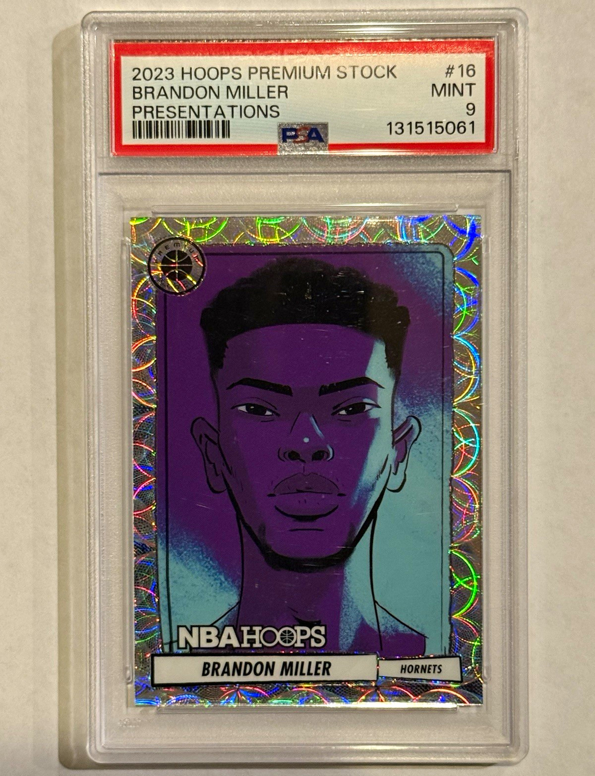 Panini 2023-24 NBA Hoops Presentations Brandon Miller RC #16 PSA 9   131515061