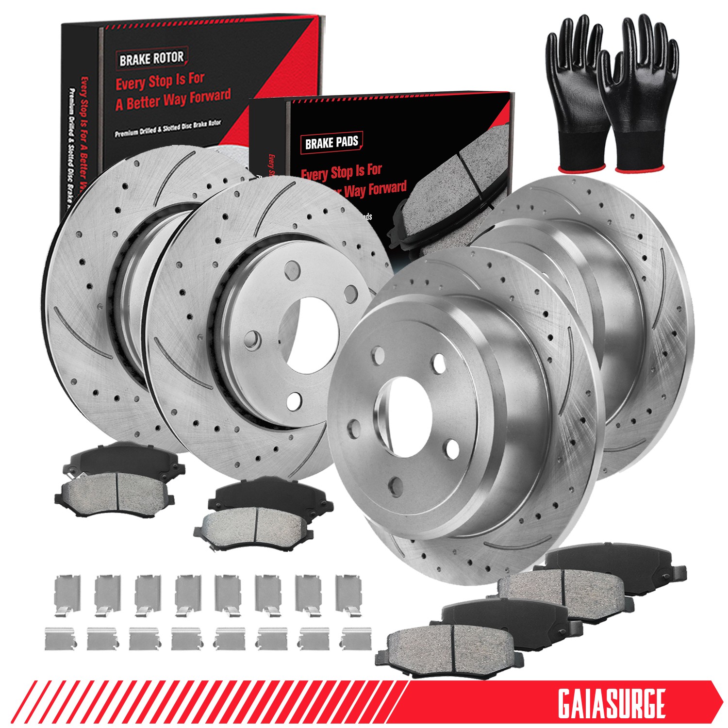Brake Kit for Jeep Wrangler JK Front and Rear Brake Rotors Ceramic Brake Pads