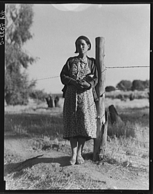 Photo:Kern County California 1936 Pregnant Migrant Woman Squatter Camp FSA