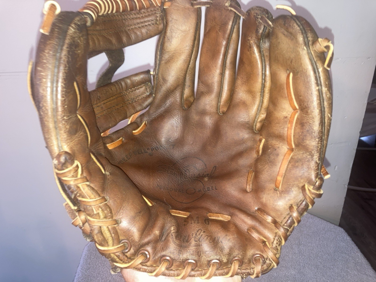 Vintage Rawlings SM 6 Stan Musial Glove H Web Restrung Nice