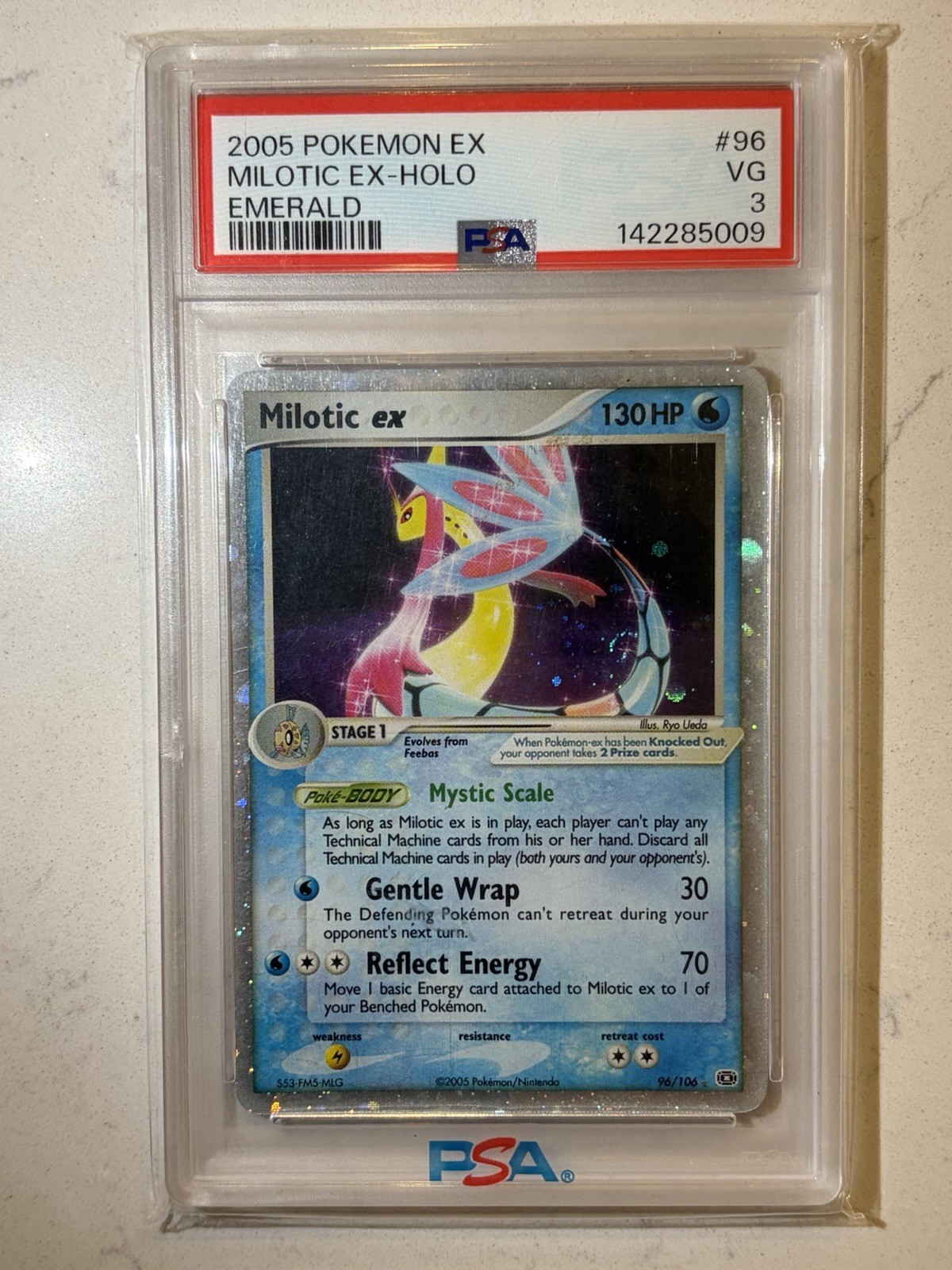 PSA 3 Milotic ex EX Emerald Holo 2005 TAIL SWIRL English Pokemon Card #96/106 