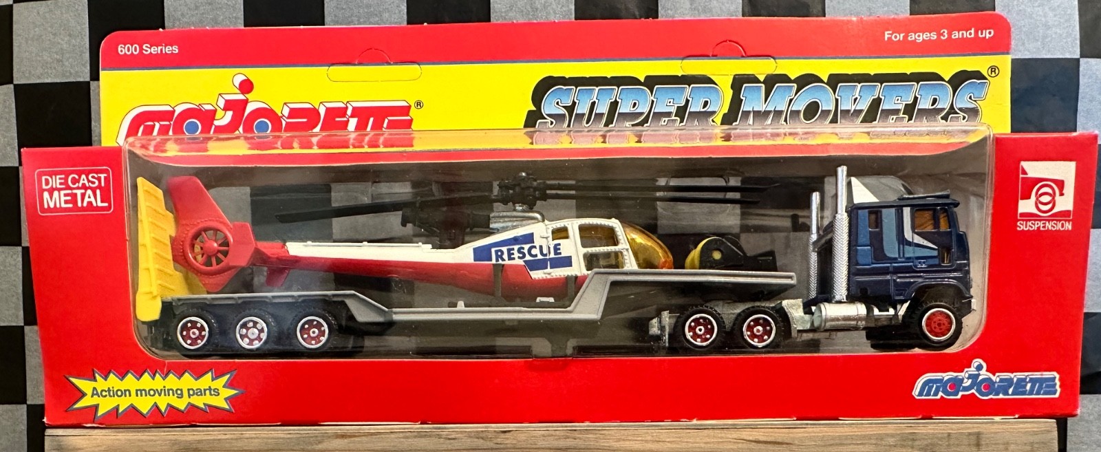 Majorette Super Movers Semi (Blue) Rescue Helicopter Transport 601 (1983) NIB Majorette Super Movers Semi (Blue) Rescue Helicopter Transport 601 (1983) NIB