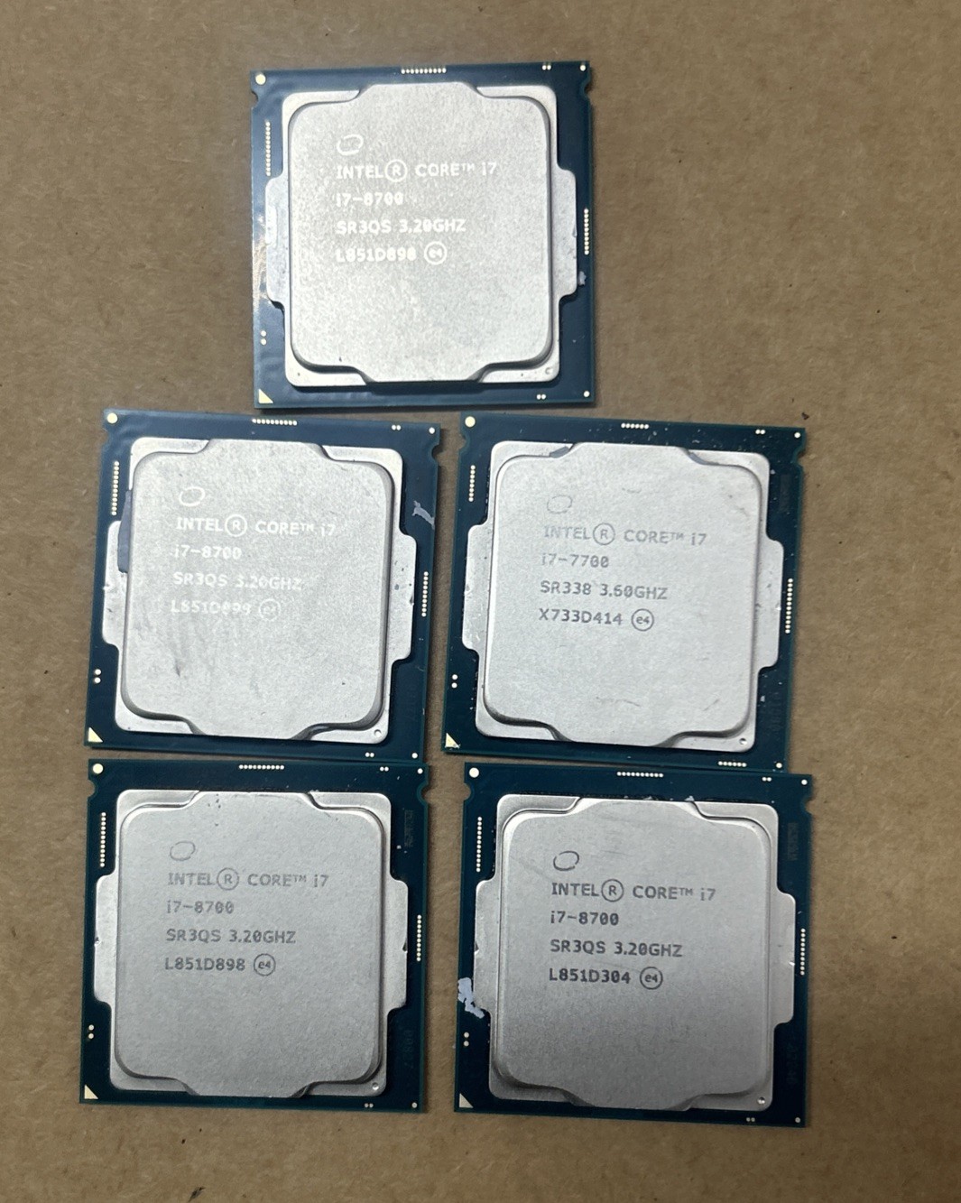 Lot of 5 Intel Core i7-8700 SR3QS 3.2GHz 6-Core LGA 1151CPU PROCESSORS Lot of 5 Intel Core i7-8700 SR3QS 3.2GHz 6-Core LGA 1151CPU PROCESSORS
