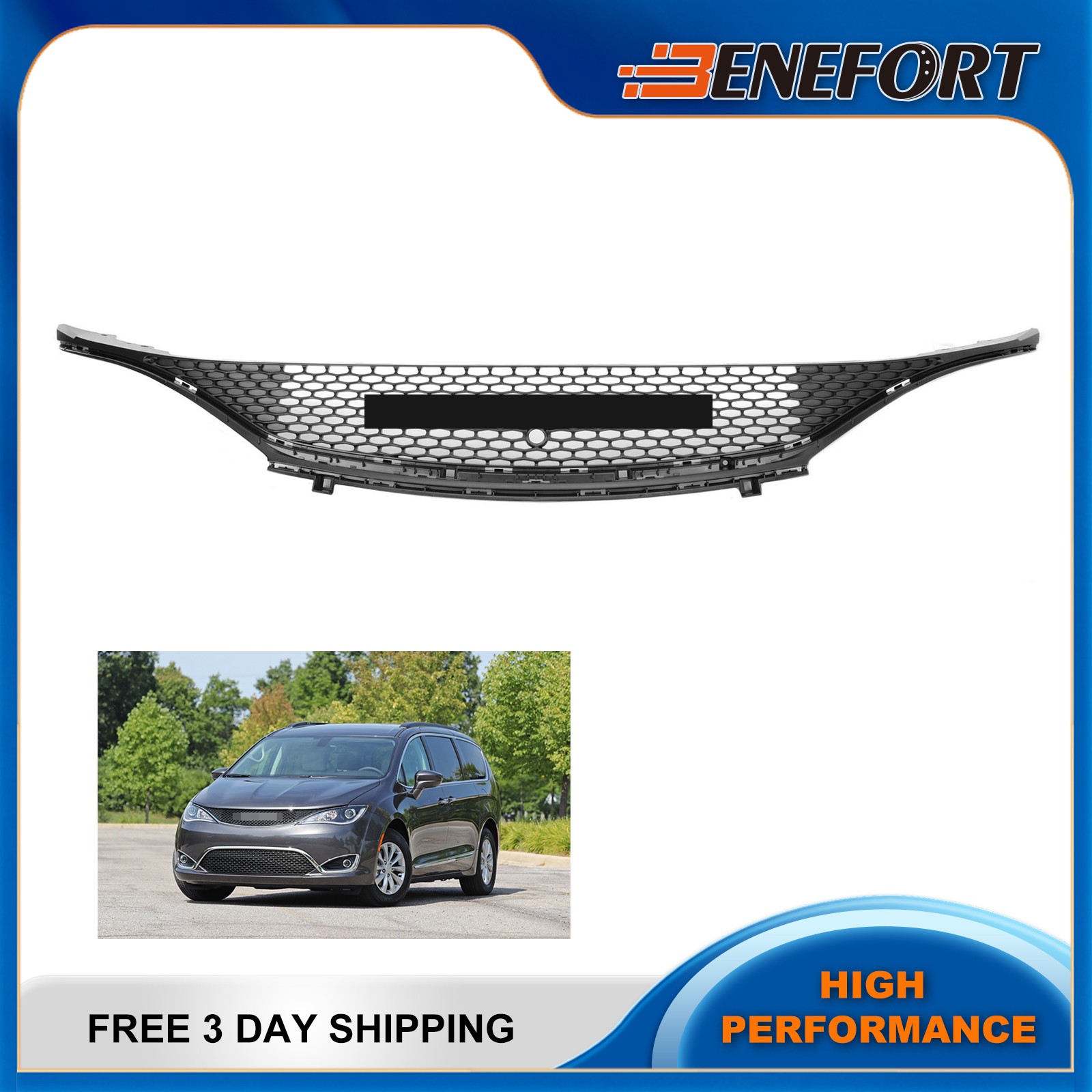 For 2017-2020 Chrysler Pacifica New Black Front Upper Grille Grill #68243485AC