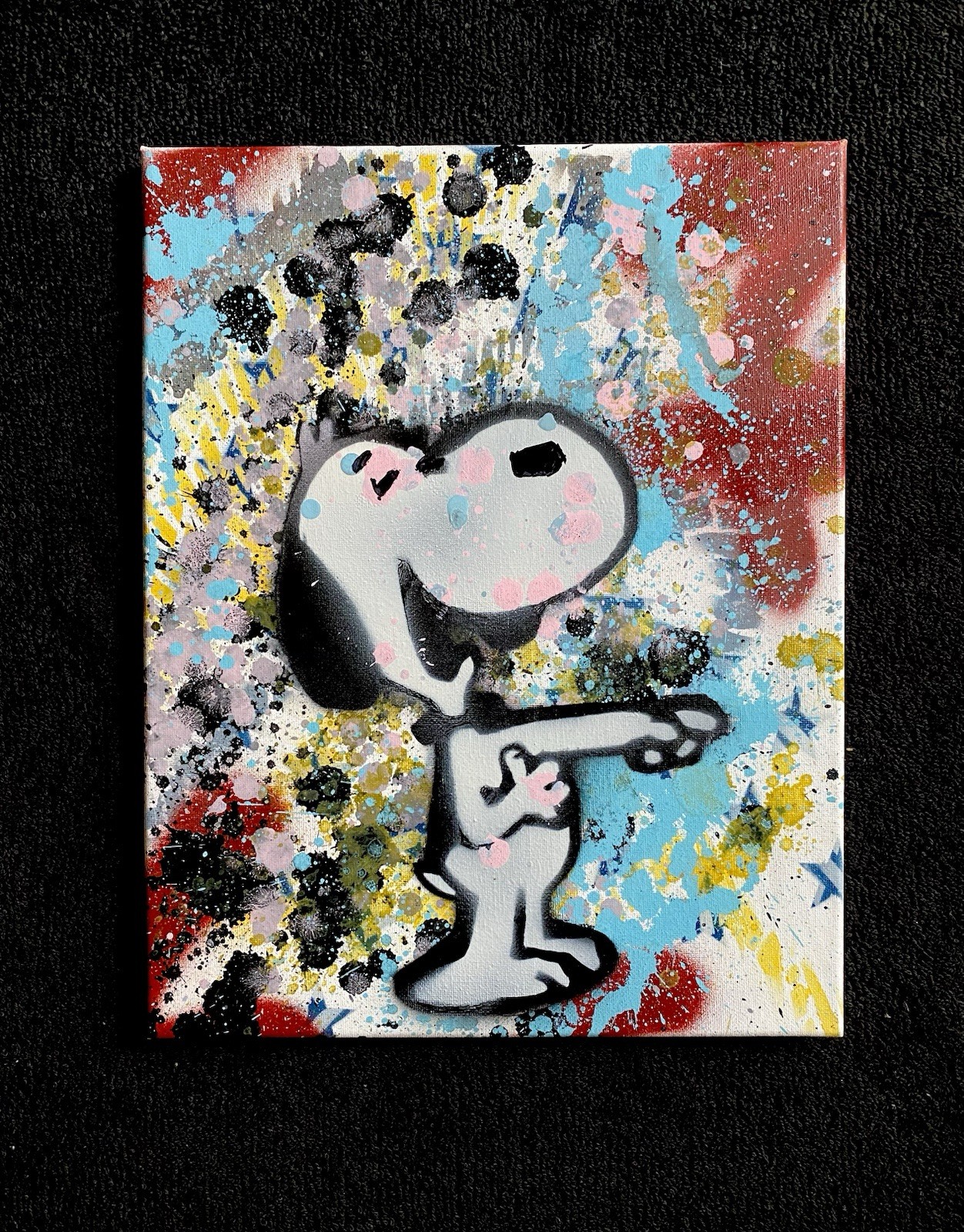 UNIQUE- BANKSY STYLE ART- MynBender-LAUGHING DOG-Original GRAFFITI-SNOOPY 