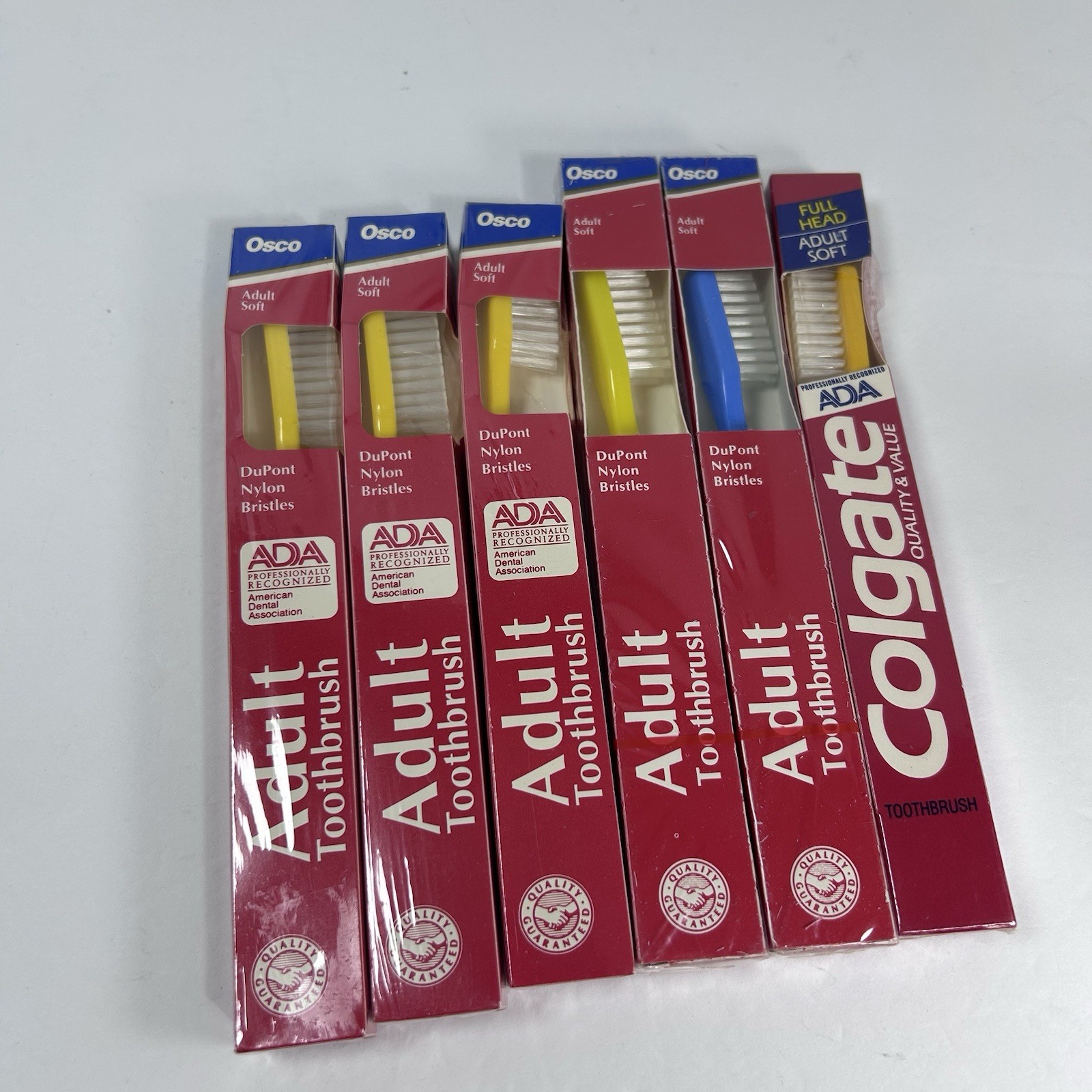 Vintage Colgate Osco Toothbrush DuPont Tynex Full Head 1980s-1990s LOF OF 6 Vintage Colgate Osco Toothbrush DuPont Tynex Full Head 1980s-1990s LOF OF 6