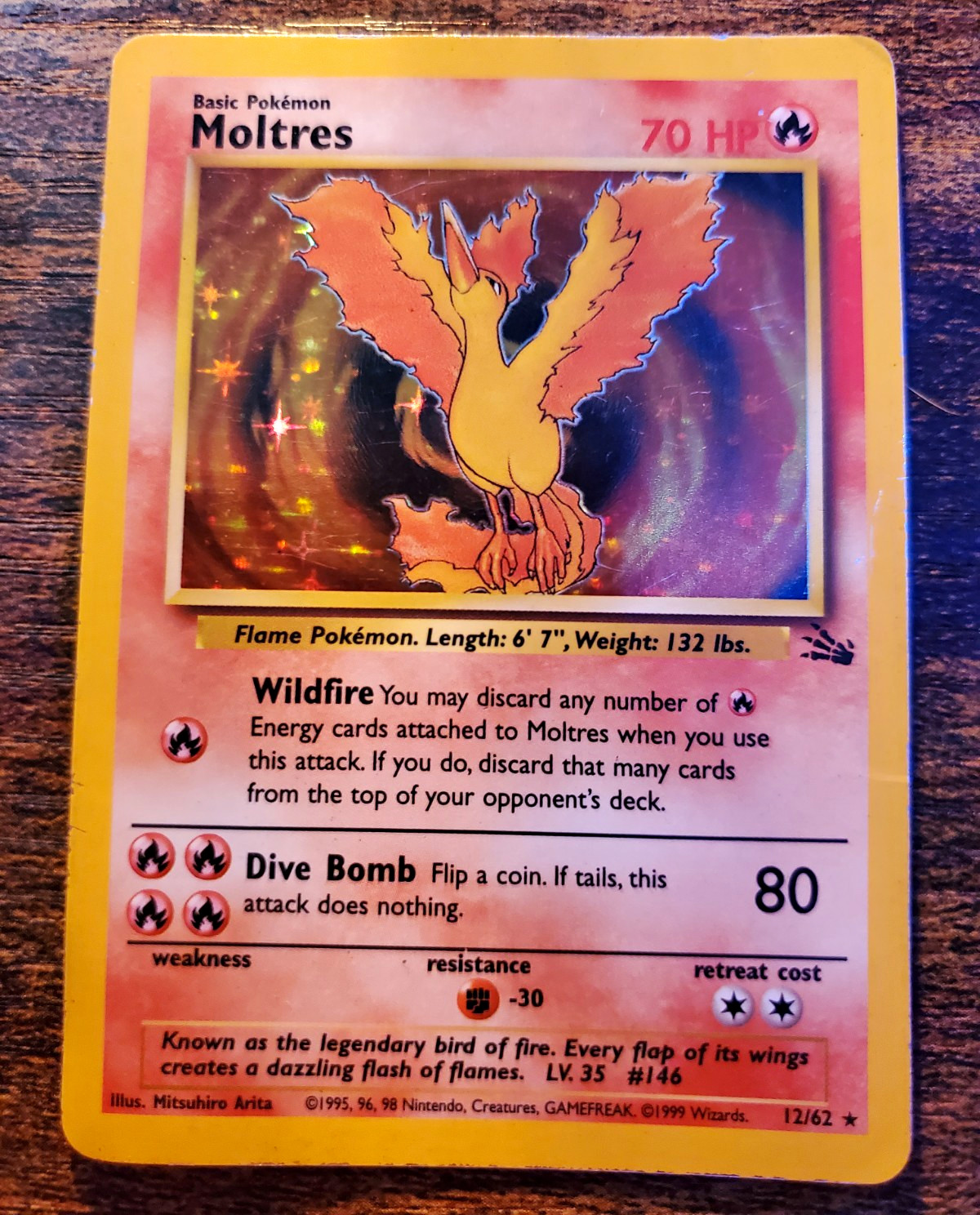 Moltres 12/62 Fossil Holo Rare English Unlimited Arita Pokémon TCG Moltres 12/62 Fossil Holo Rare English Unlimited Arita Pokémon TCG