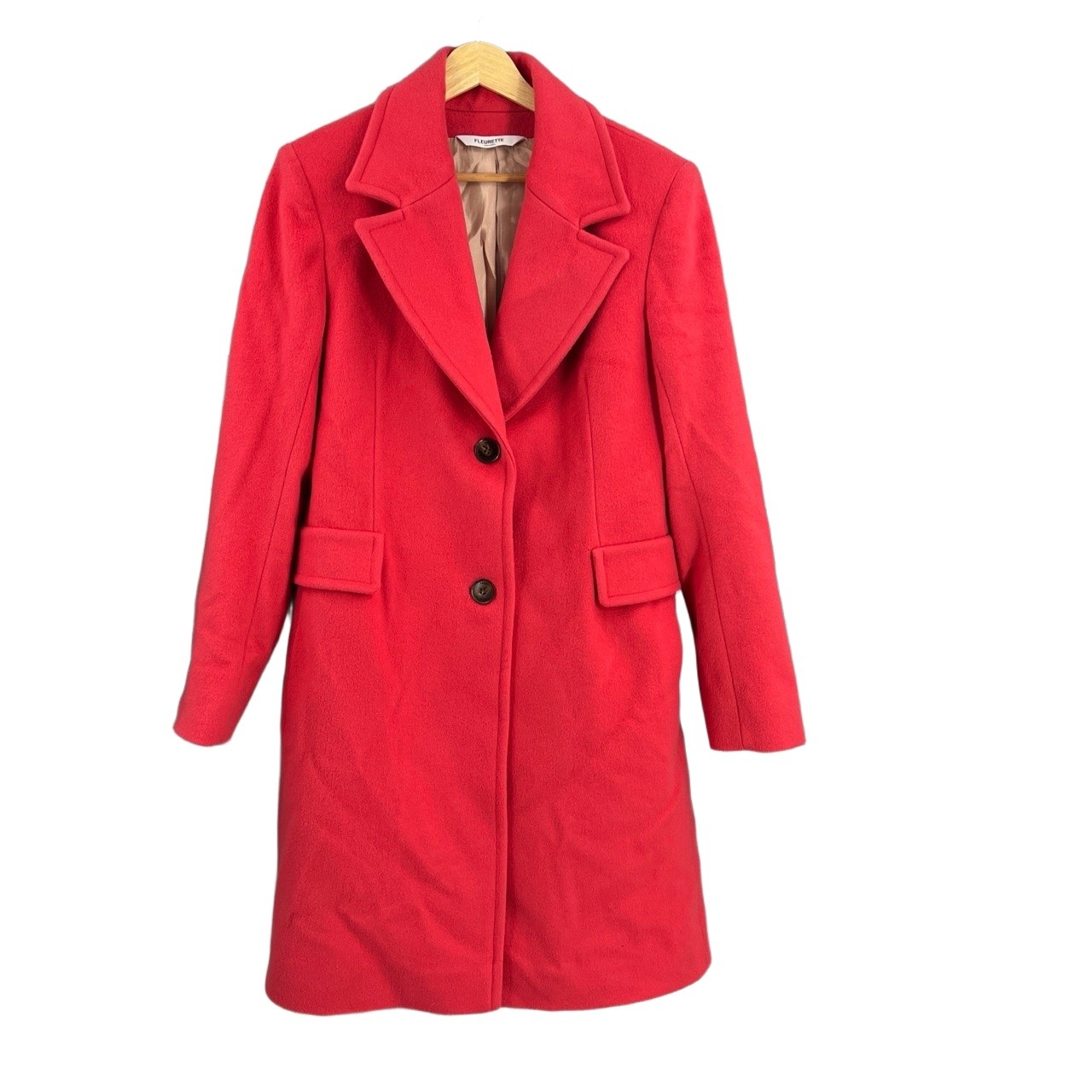 Fleurette Red Wool Notched Lapel Coat 2 Button Classic USA Made Size 6