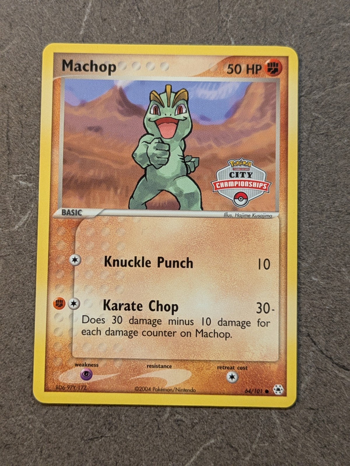 Pokemon Card 2004 MACHOP 64/101 City Championships Promo EX Hidden Legends NM