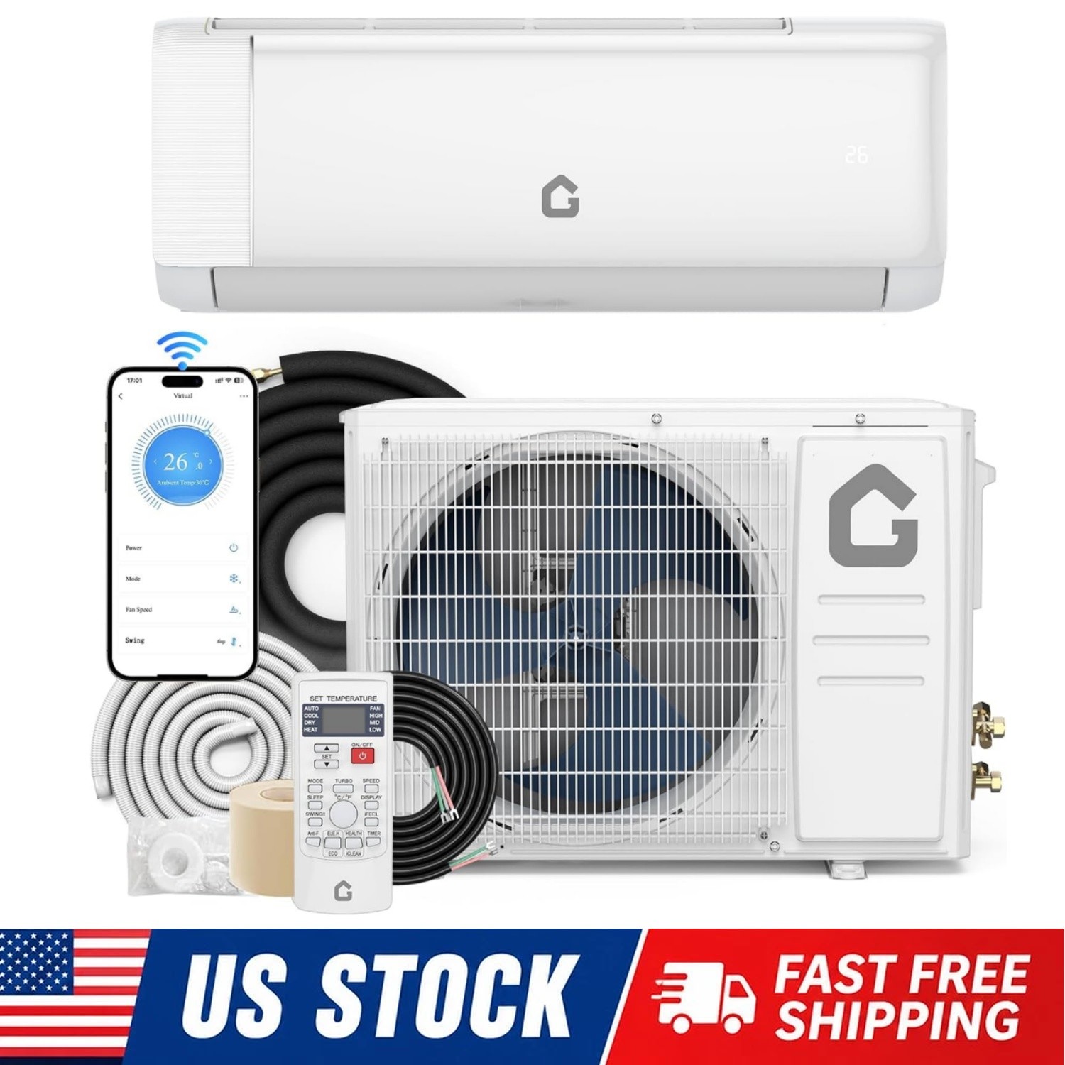 18000 BTU Ductless Mini Split Air Conditioner Heater Pump System 19 SEER2 WIFI 18000 BTU Ductless Mini Split Air Conditioner Heater Pump System 19 SEER2 WIFI