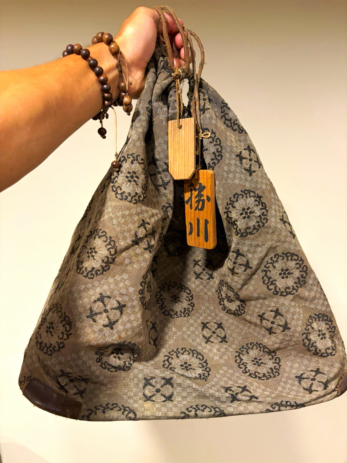 Rare Antique Japanese early Showa Grey Shoulder Bag