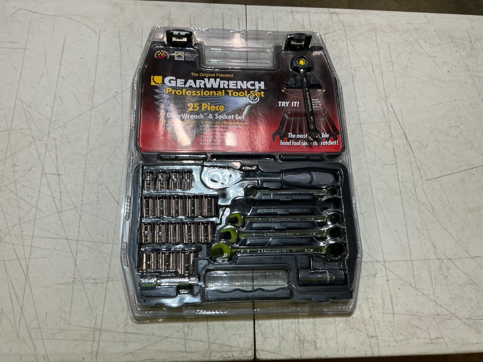 NOS GEARWRENCH Professional SAE METRIC Set 25 pc Gearwrench Set 87125 New