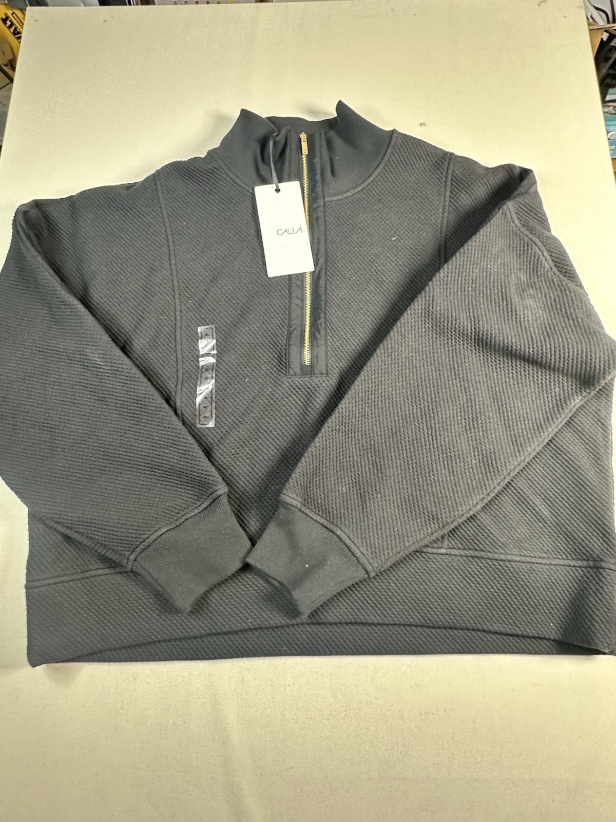 CALIA Elevate Ripple 1/4 Zip Pullover - Size XL - Pure Black CALIA Elevate Ripple 1/4 Zip Pullover - Size XL - Pure Black