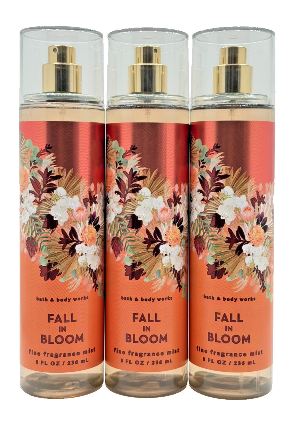NEW Bath & Body Works Lot 3 Bottles Fall In Bloom Fine Fragrance Mist Spray 8 oz NEW Bath & Body Works Lot 3 Bottles Fall In Bloom Fine Fragrance Mist Spray 8 oz