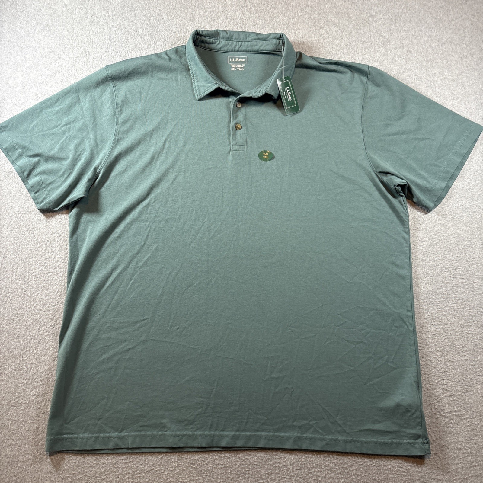 L.L. Bean Men’s 2XLT Polo Shirt Soft Spruce Green Traditional Fit Super Soft NEW