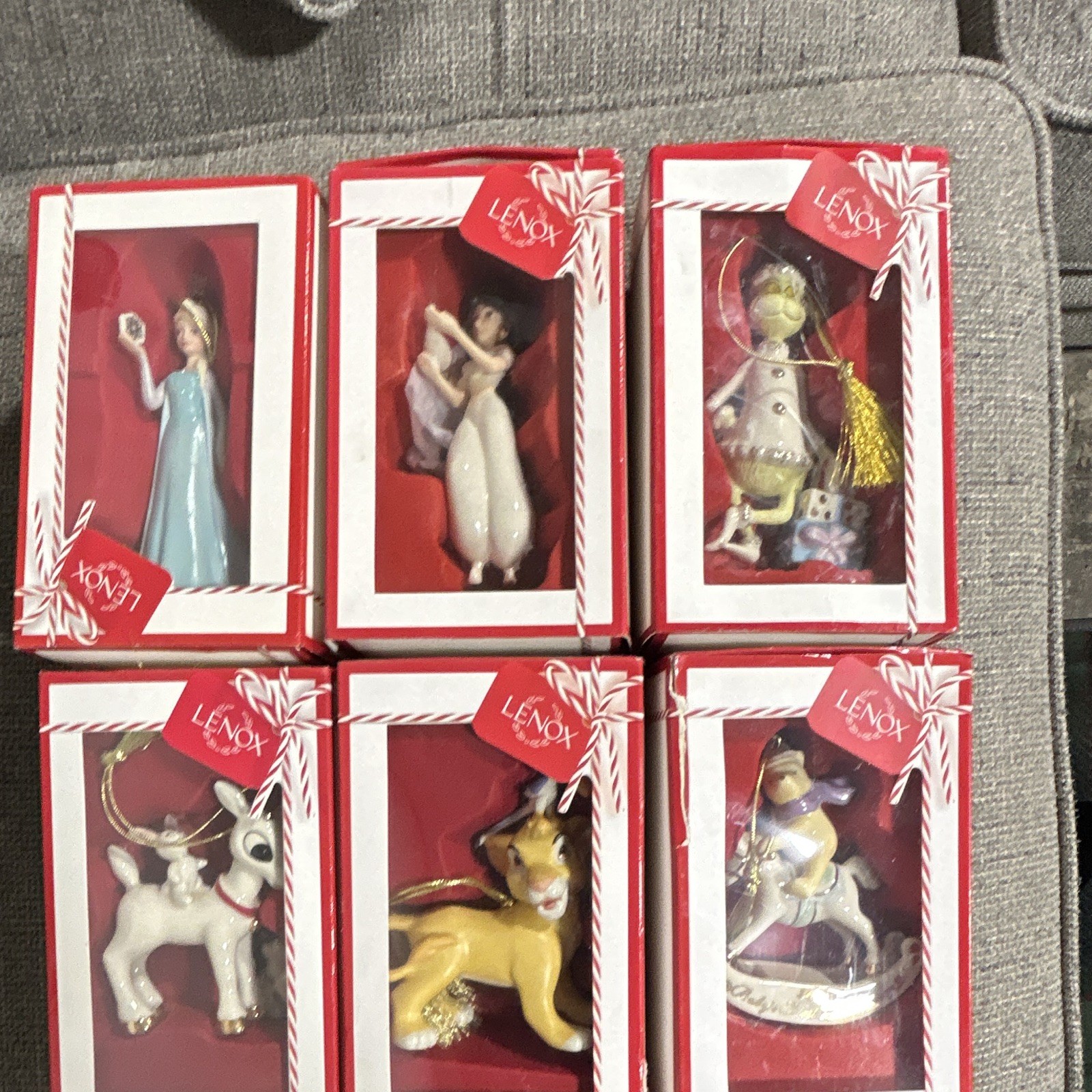 Lenox Christmas Ornament Lot of 6 Disney Grinch Rudolph Elsa Simba Pooh NIB