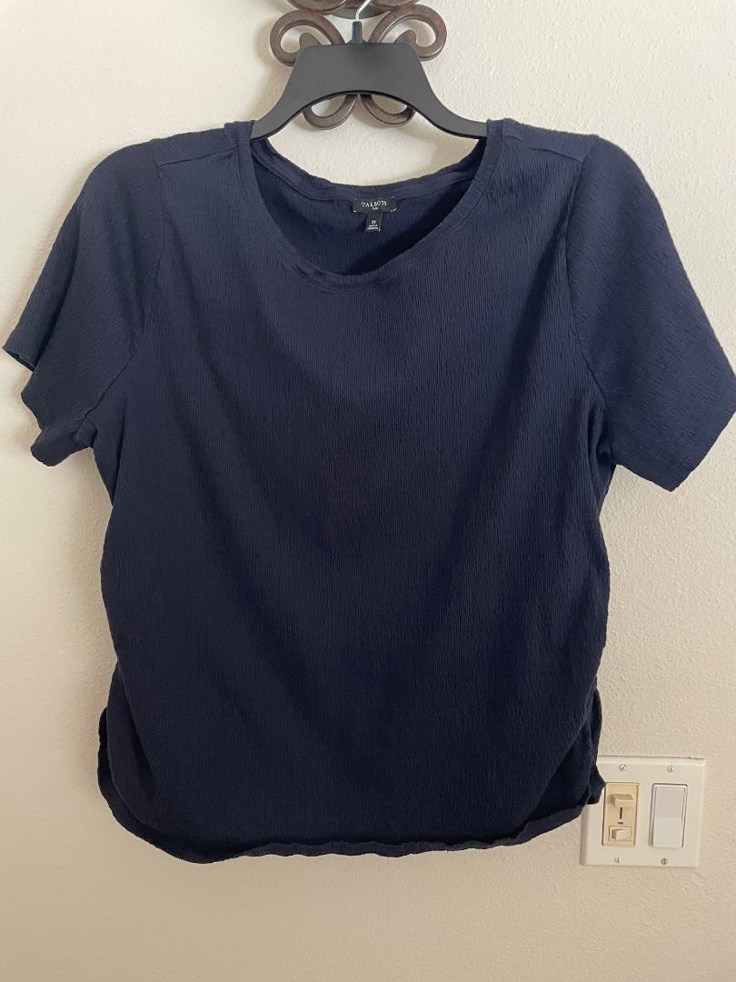 Talbots Women Jacquard Knit Crewneck Navy Blue Top 2x Talbots Women Jacquard Knit Crewneck Navy Blue Top 2x