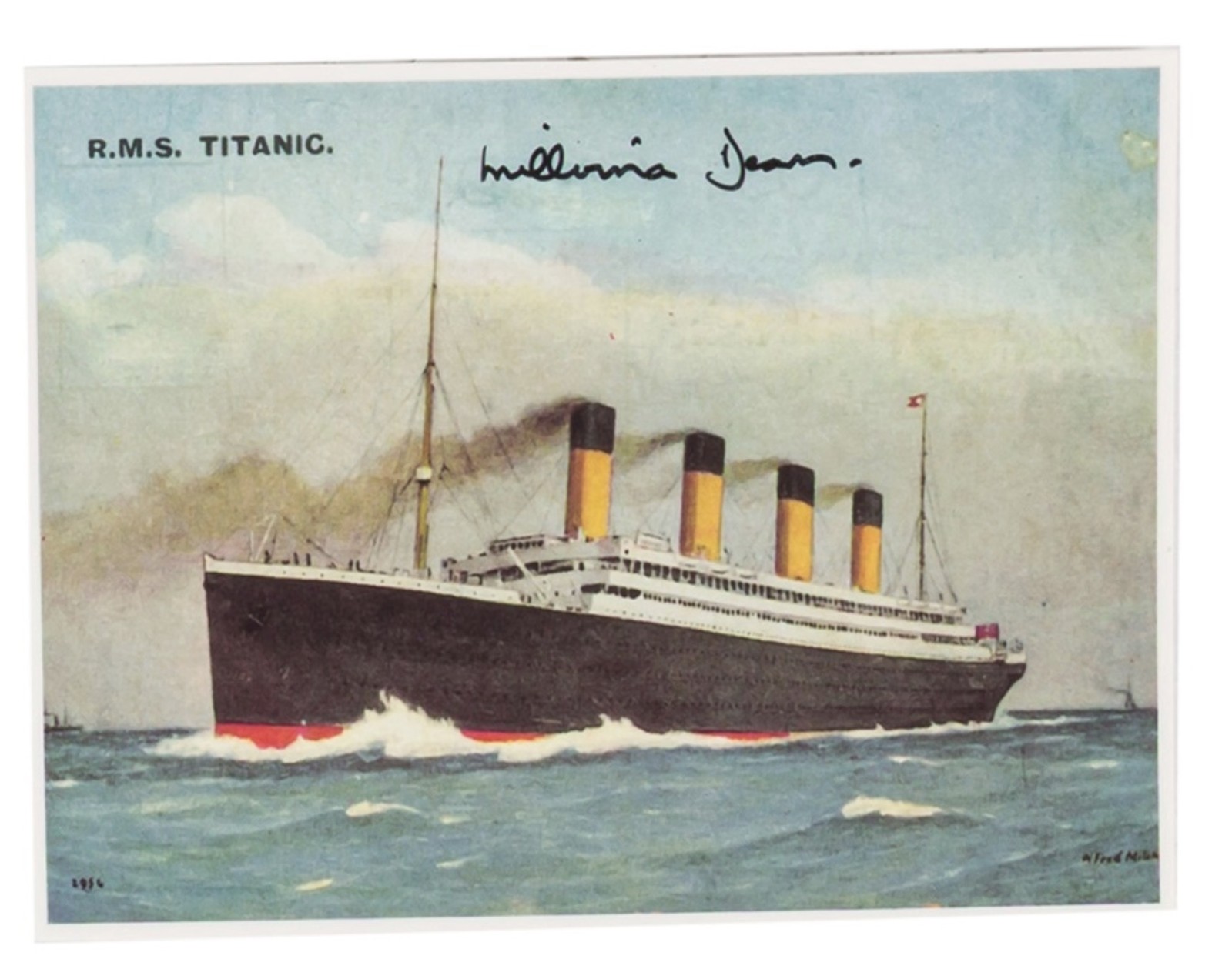 Millvina Dean Titanic Survivor Autographed Signed Postcard Photo AMCo COA