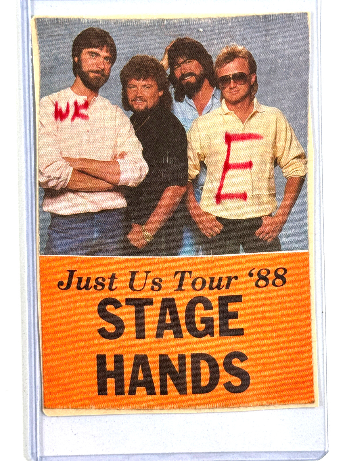 Original 1988 Alabama Just Us backstage crew tour pass
