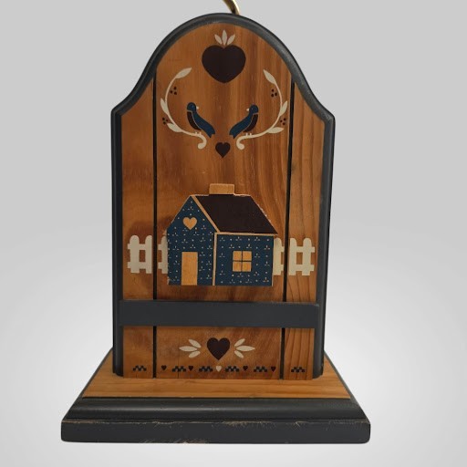 Vintage 1987 Habersham Country Collection Table Lamp Welby Cottage Wood Folk Art