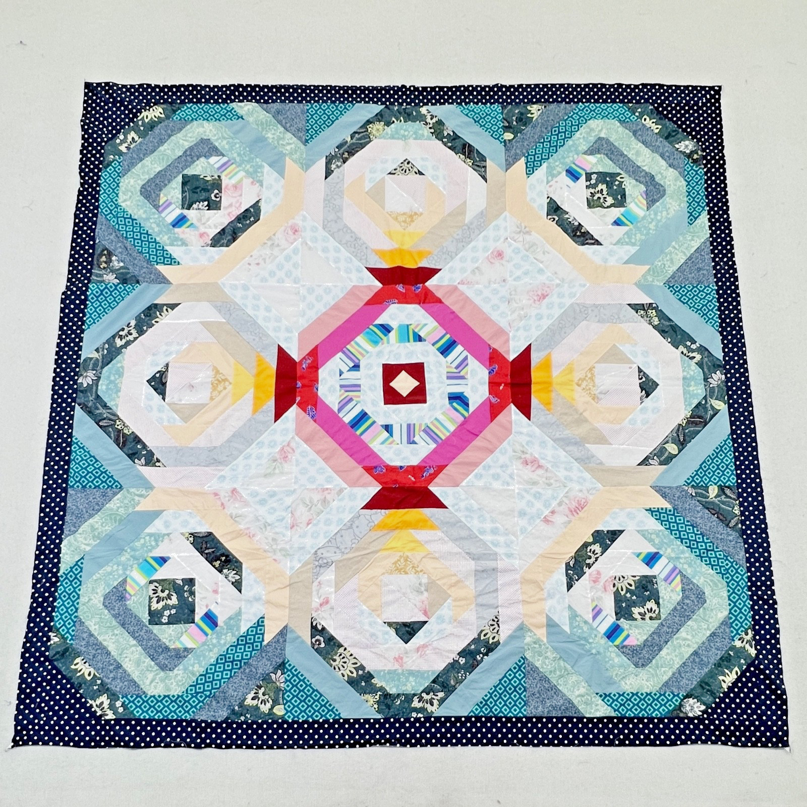 Handmade Citrus Starlight Cotton Sewing Patchwork Queen size quilt top/topper