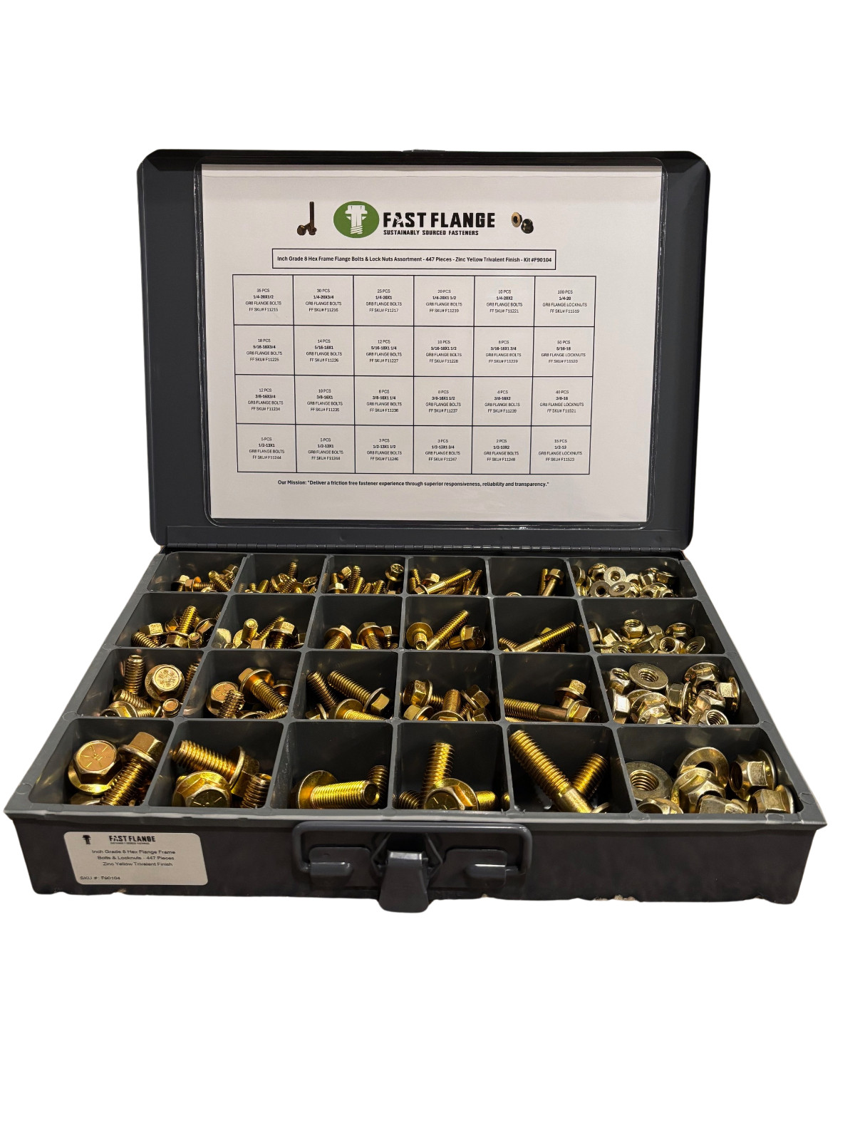 Grade 8 Hex Cap Flange Frame Bolt Zinc Yellow & Locking Flange Nuts Kit - 447 Pc