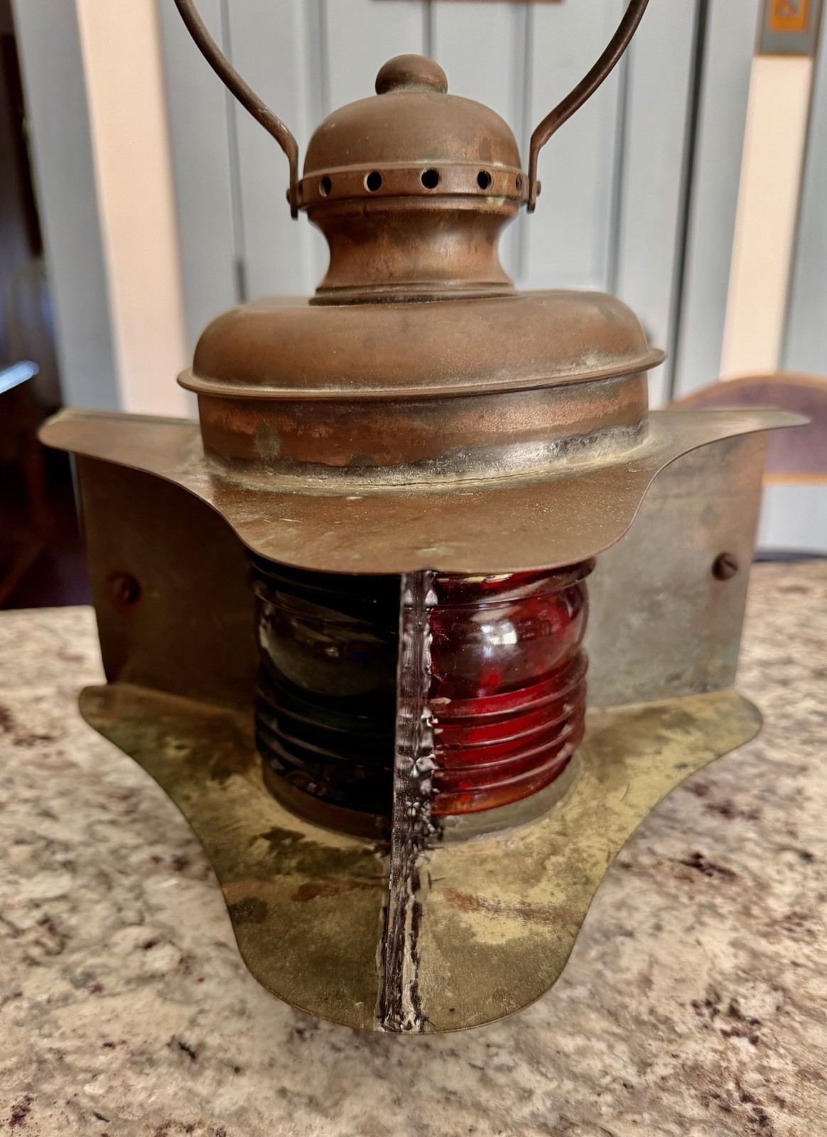 RARE ANTIQUE Perkins Perko Ship BOAT BOW LIGHT NAVIGATION Red /GREEN W Burner