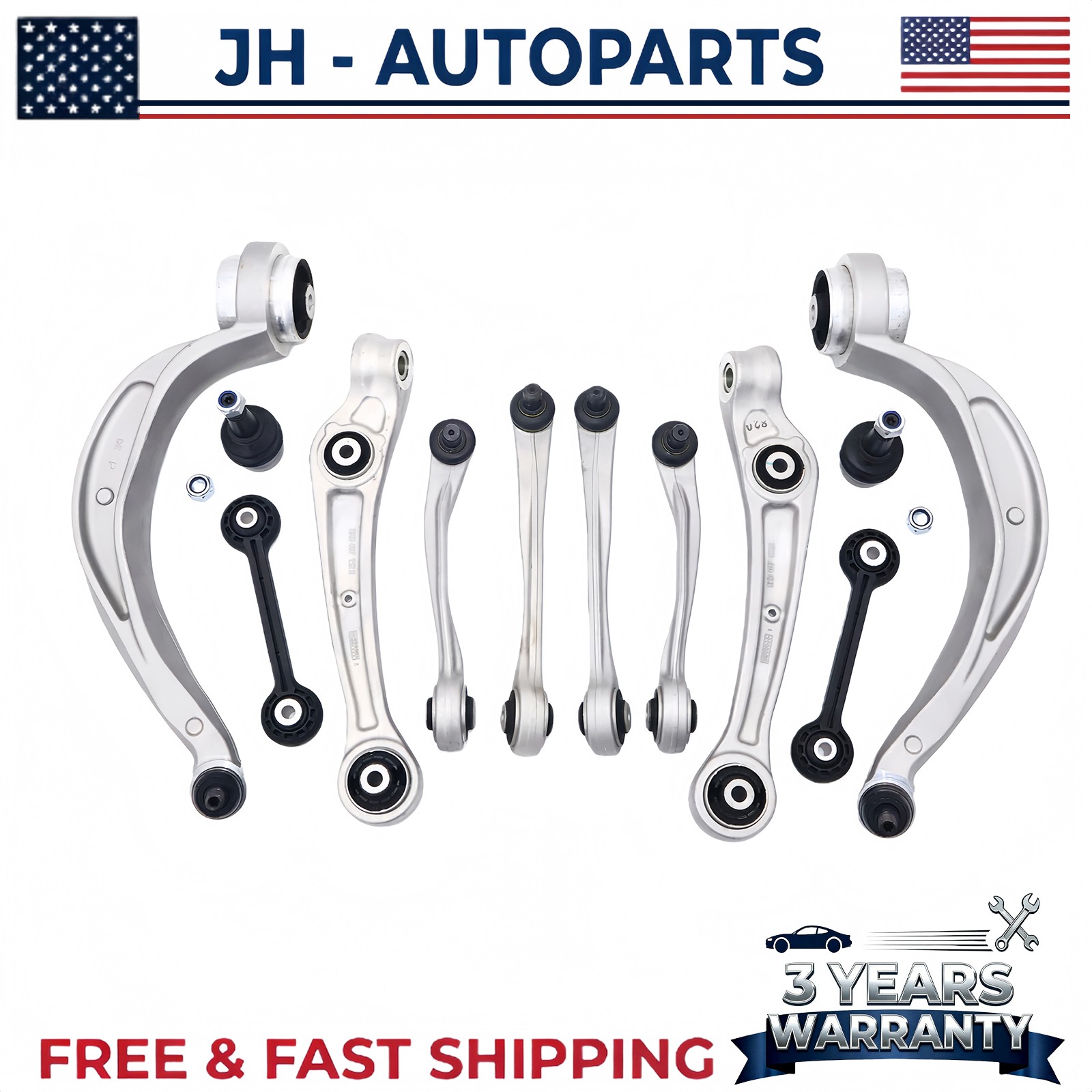 12Pcs Suspension Control Arms Tie Rods Ball Joints Fits 2015-2021 Porsche Macan