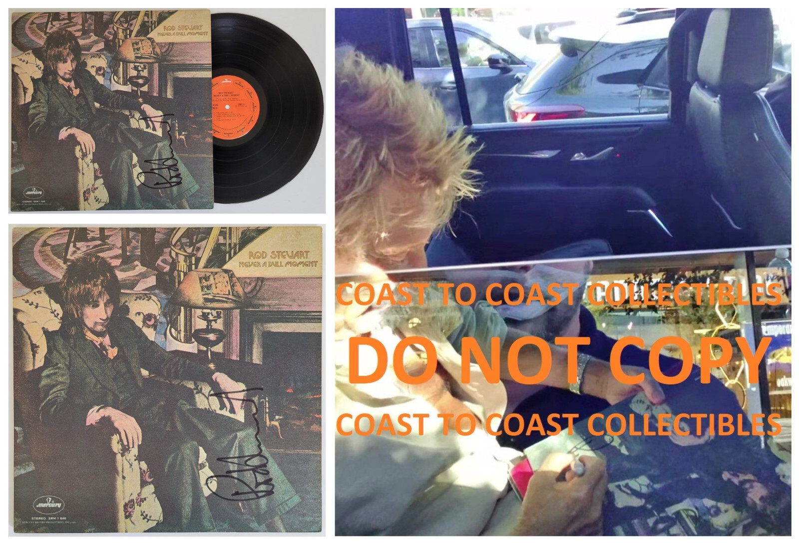Rod Stewart signed Never a Dull Moment album vinyl record COA exact proof