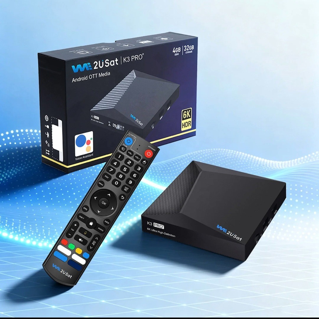 We2uSat K3 Pro+ Android 12 TV Box with WiFi 6, Bluetooth 5.0 and Voice Remote We2uSat K3 Pro+ Android 12 TV Box with WiFi 6, Bluetooth 5.0 and Voice Remote