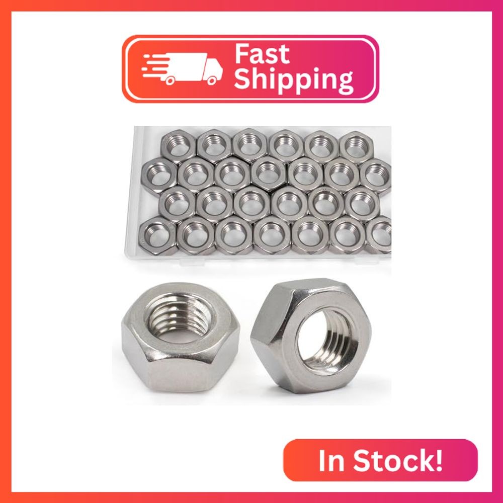 ZQZ 1/2-13 Hex Nuts, 25PCS Stainless Steel Hardware Nut 304 ss Threaded Nut
