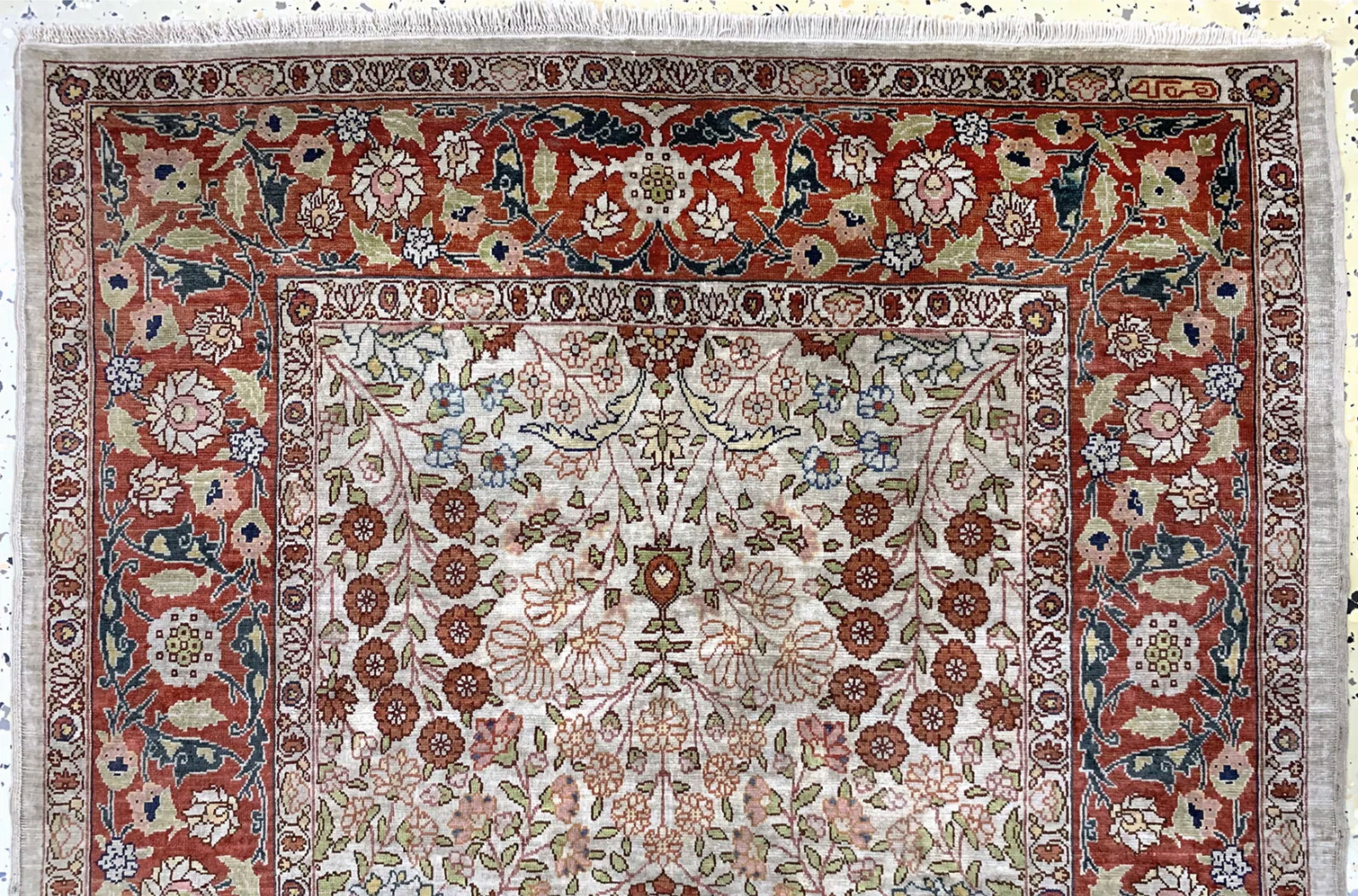 Signed Turkish Hereke Silk Rug, Fine Hand-Knotted 10x10 Knot Masterpiece