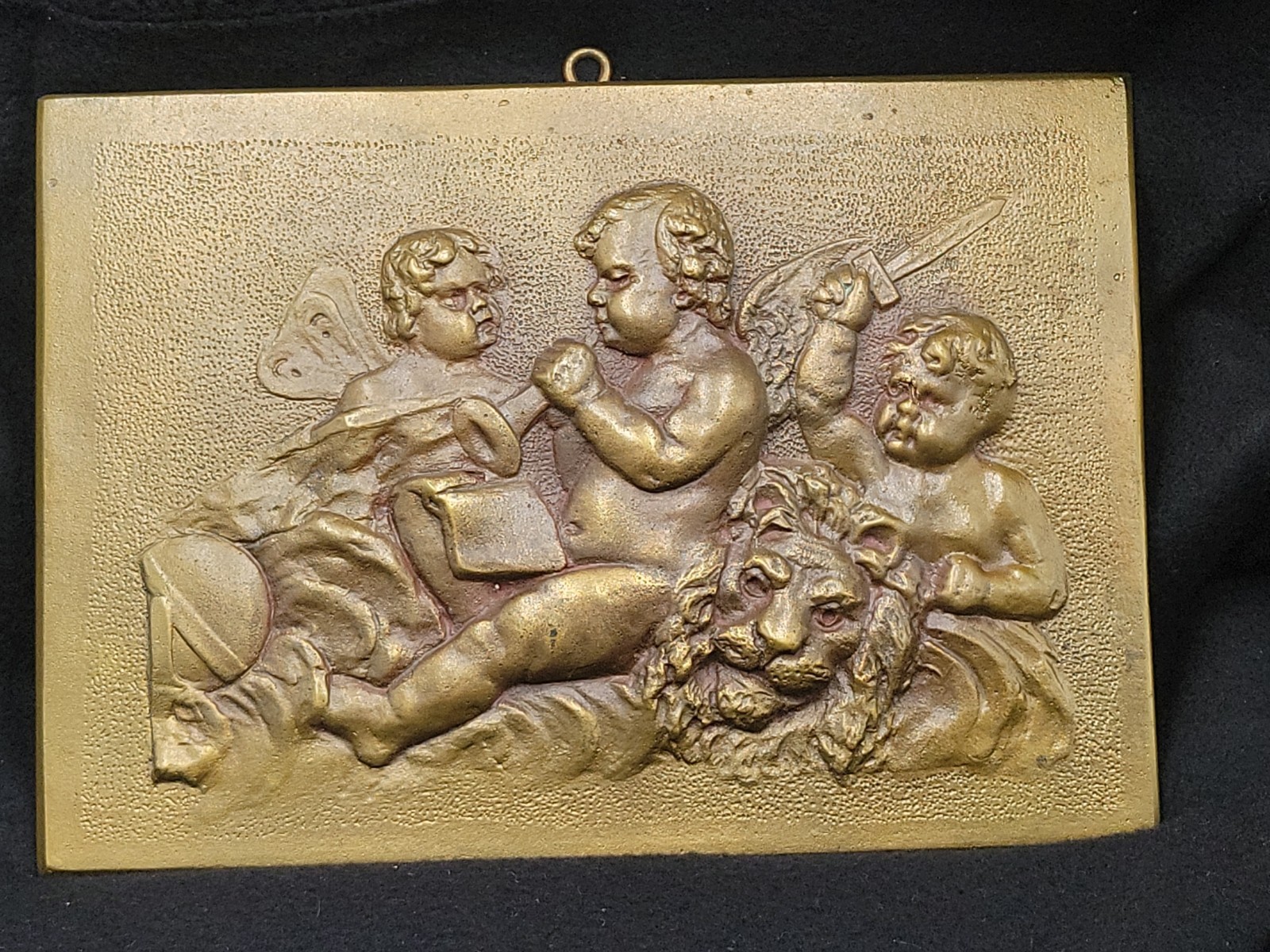 Antique Vtg Bas-Relief Bronze Wall Plaque Neoclassical Cherub &Putti 19 Century Antique Vtg Bas-Relief Bronze Wall Plaque Neoclassical Cherub &Putti 19 Century