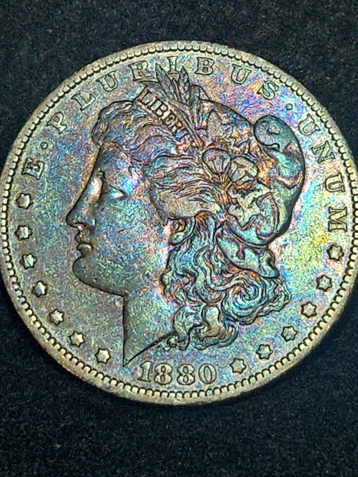 1880-o Micro o Morgan Silver Dollar EF++/AU Rainbow Toner Beautiful Coin 1880-o Micro o Morgan Silver Dollar EF++/AU Rainbow Toner Beautiful Coin
