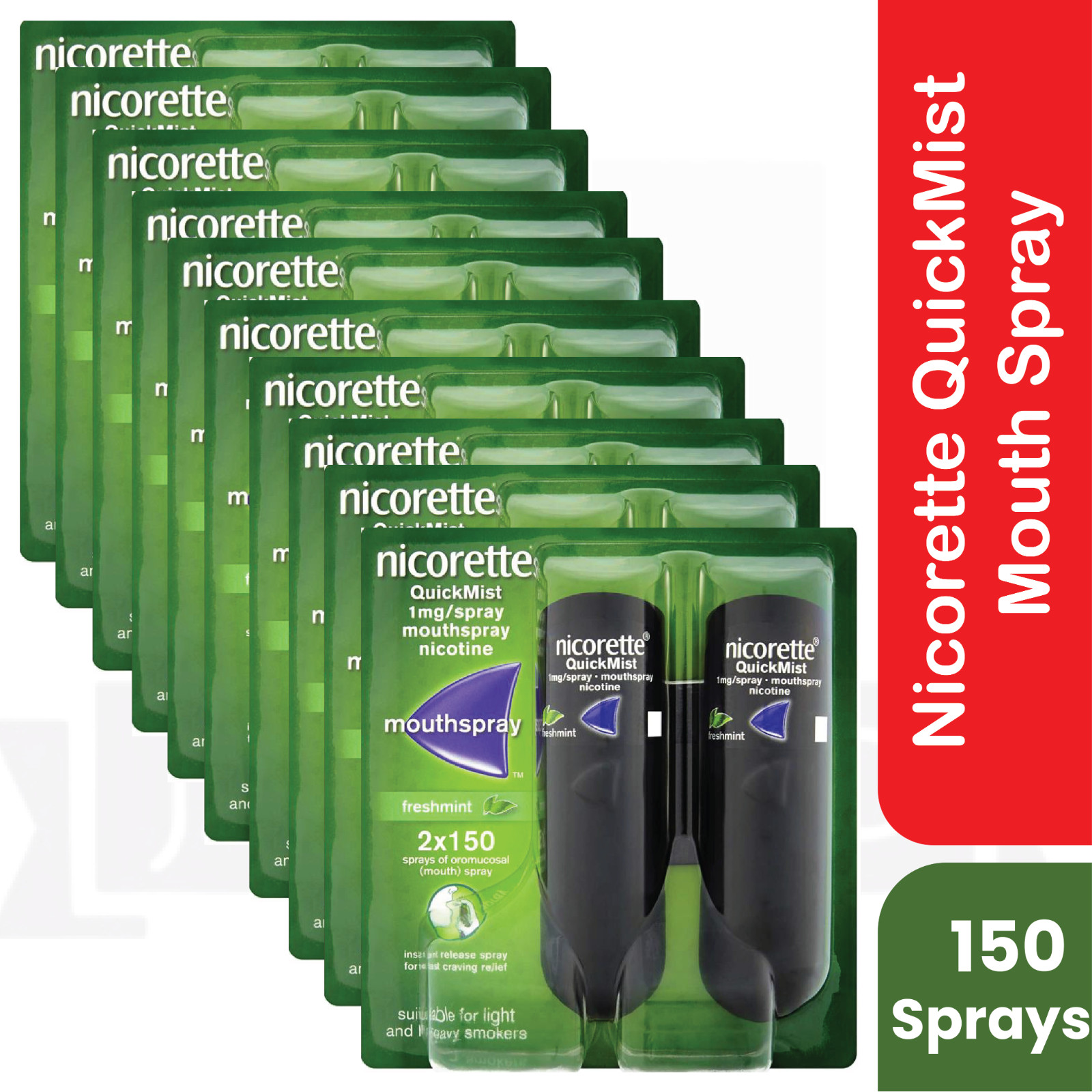 Nicorette Quickmist Duo, 2 x 150 sprays-PACK OF 10- 