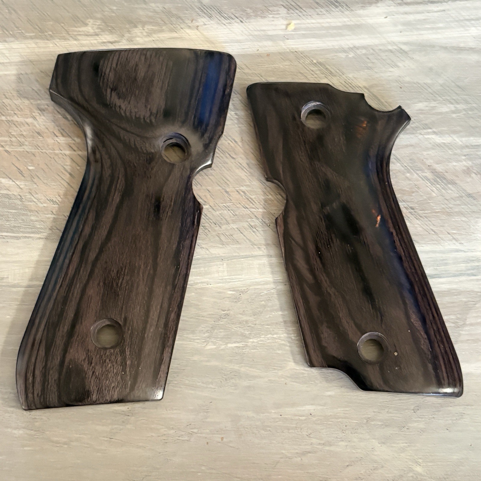 Altamont Beretta 93 Silver black Smooth Pistol Grips Grip Panels Silverback Wood