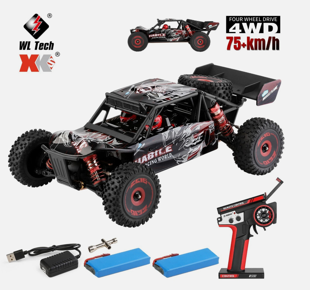 WLtoys 124016V2 1:12 Brushless RC Car,Max75KM/H High-Speed Off-Road RC Buggy Car