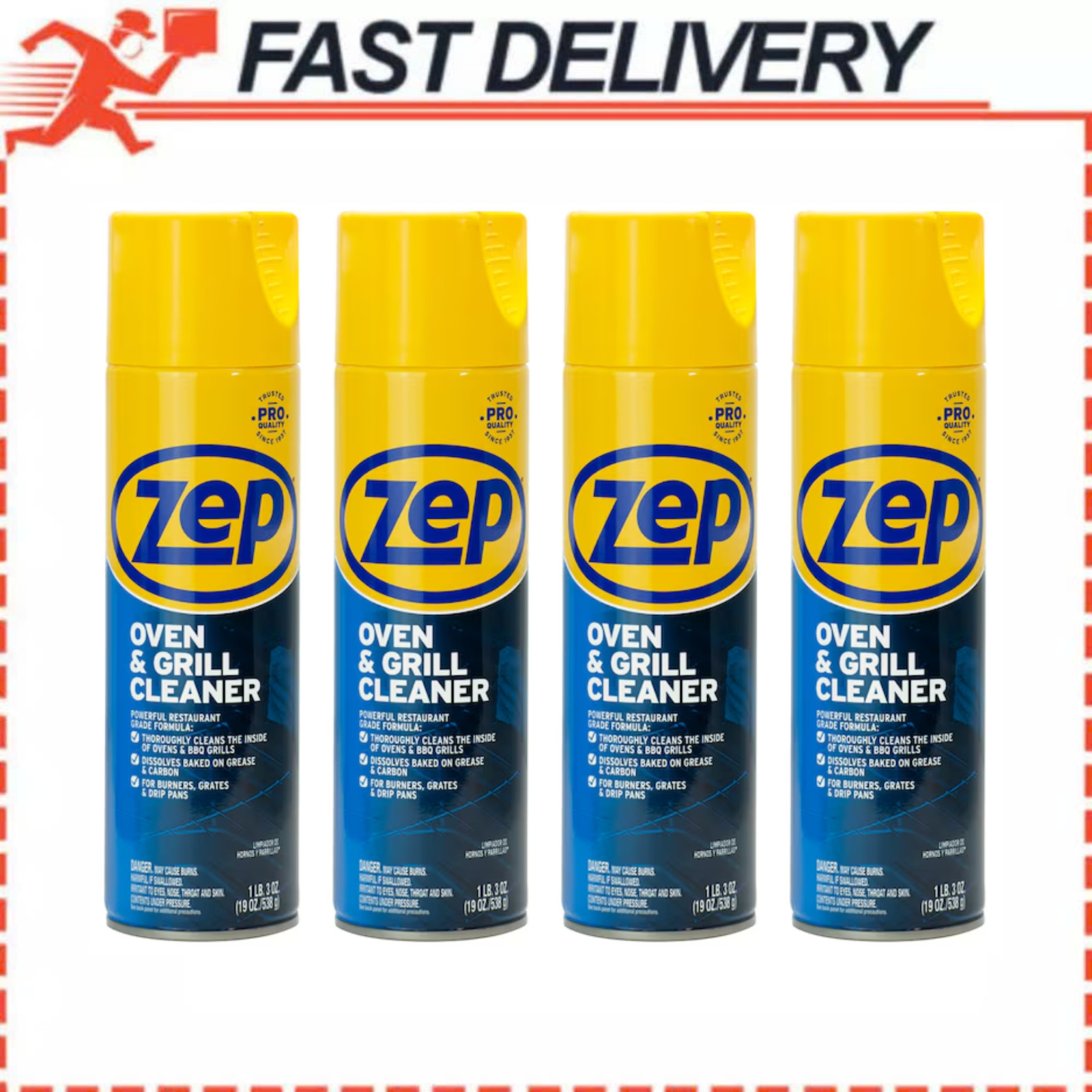 (4 Pack) Zep Heavy-Duty Oven Grill Cooktop Cleaner 19 oz Grease Remover Spray