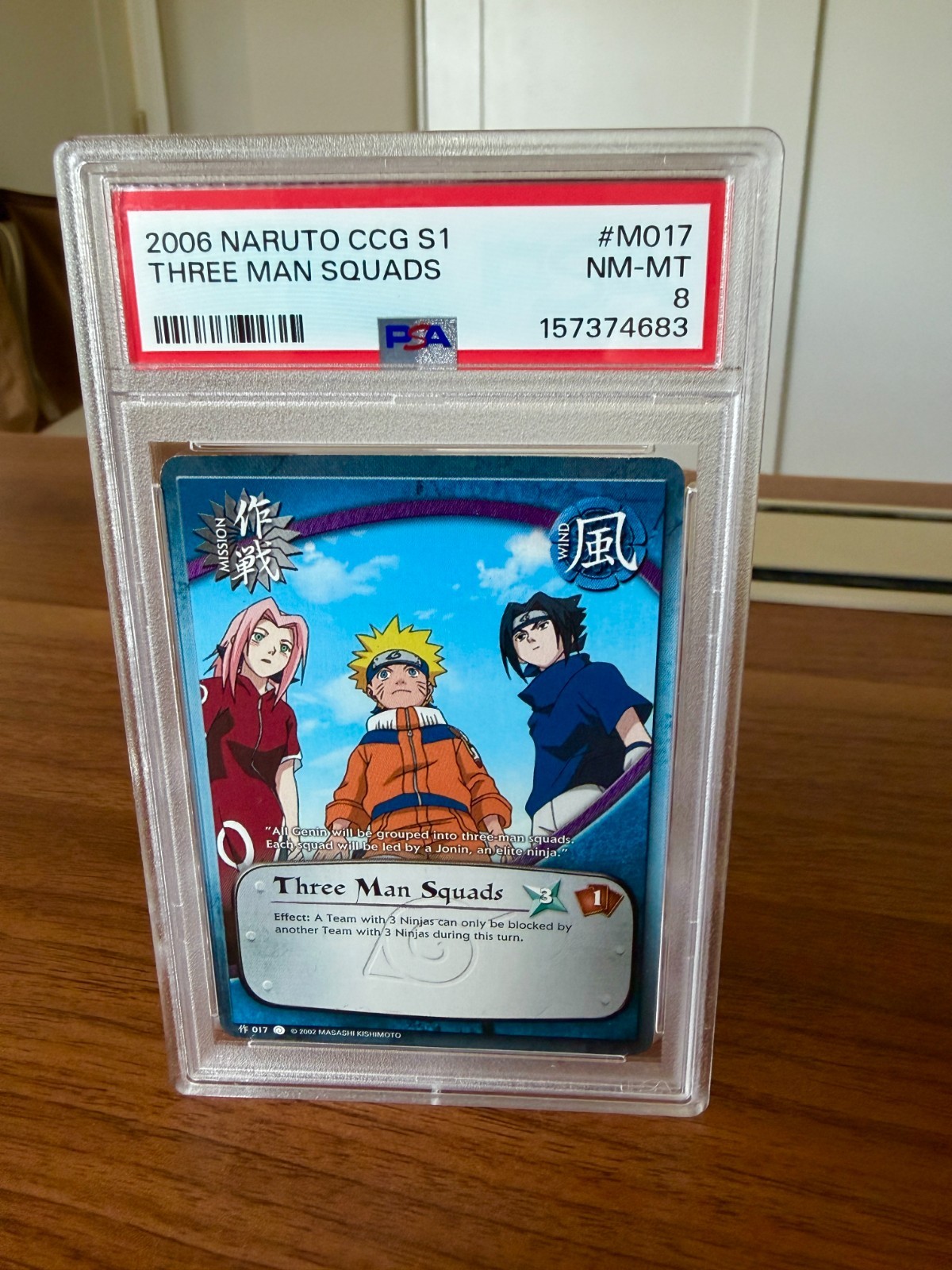 2006 Naruto Three Man Squads PSA 8 Naruto Uzumaki Sasuke Uchiha Sakura Haruno
