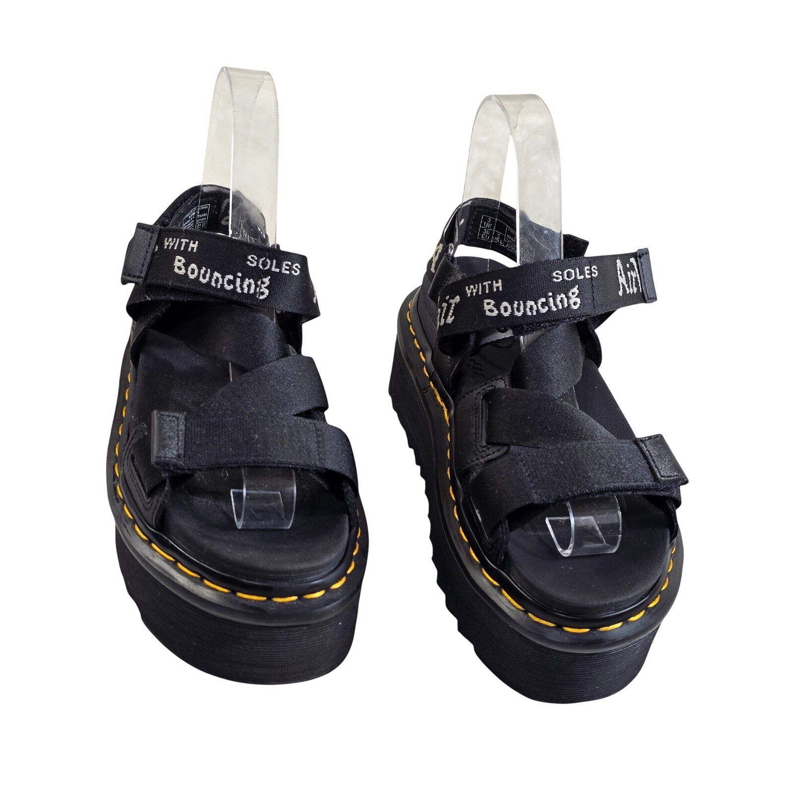 Dr. Martens Kimber Black Platform Sandals Womens 5 Chunky Strap AirWair Sole