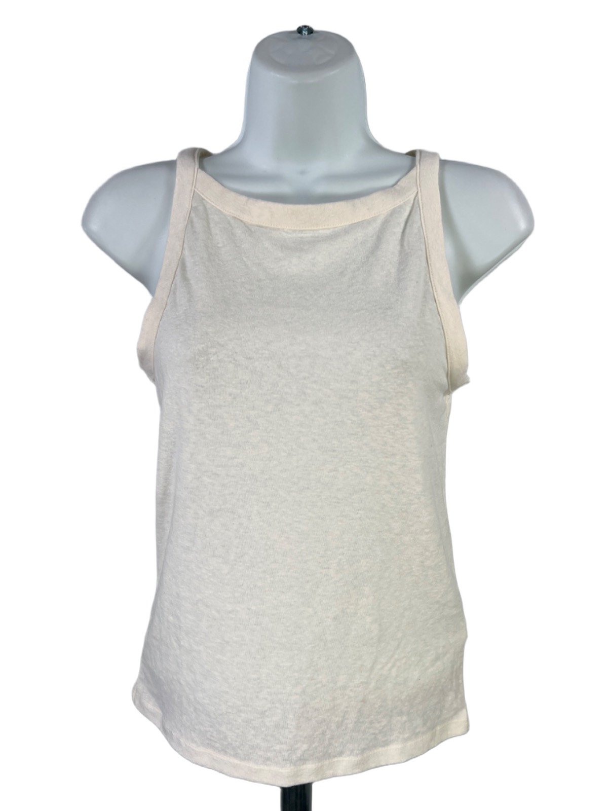 J.Crew Women\'s Ivory High Neck Stretch Linen Tank Top - S