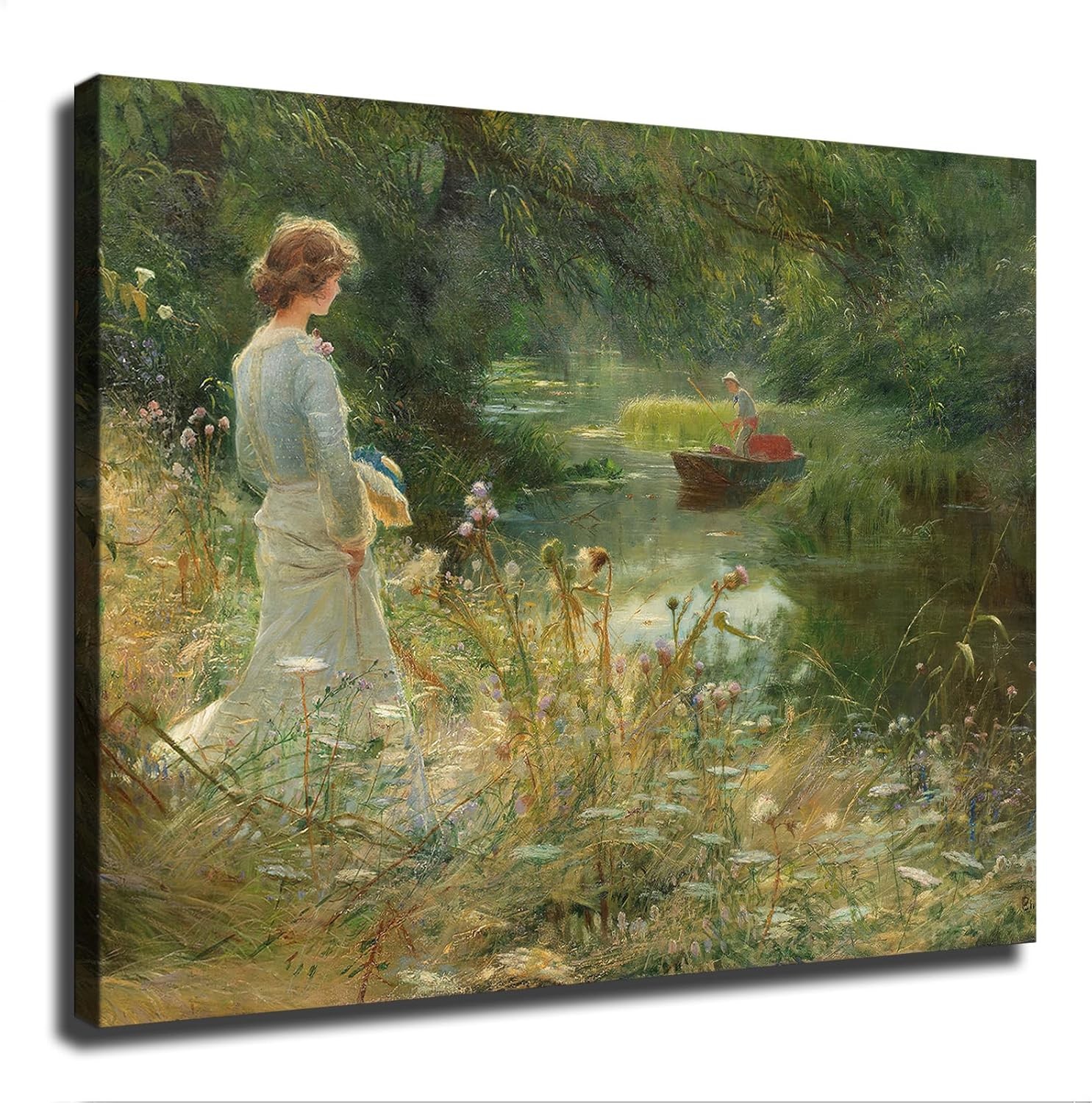 Vintage French Country Cottage Garden Meadow Poster Decorative Canvas Wall Art