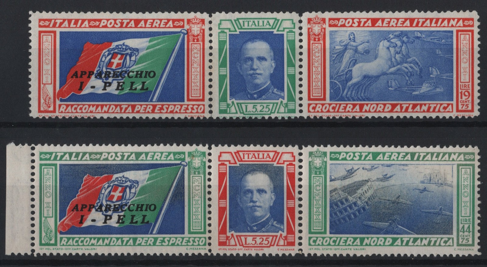Kingdom 1933 Triptych “North Atlantic Cruise” M.N.H. Cert. Diena