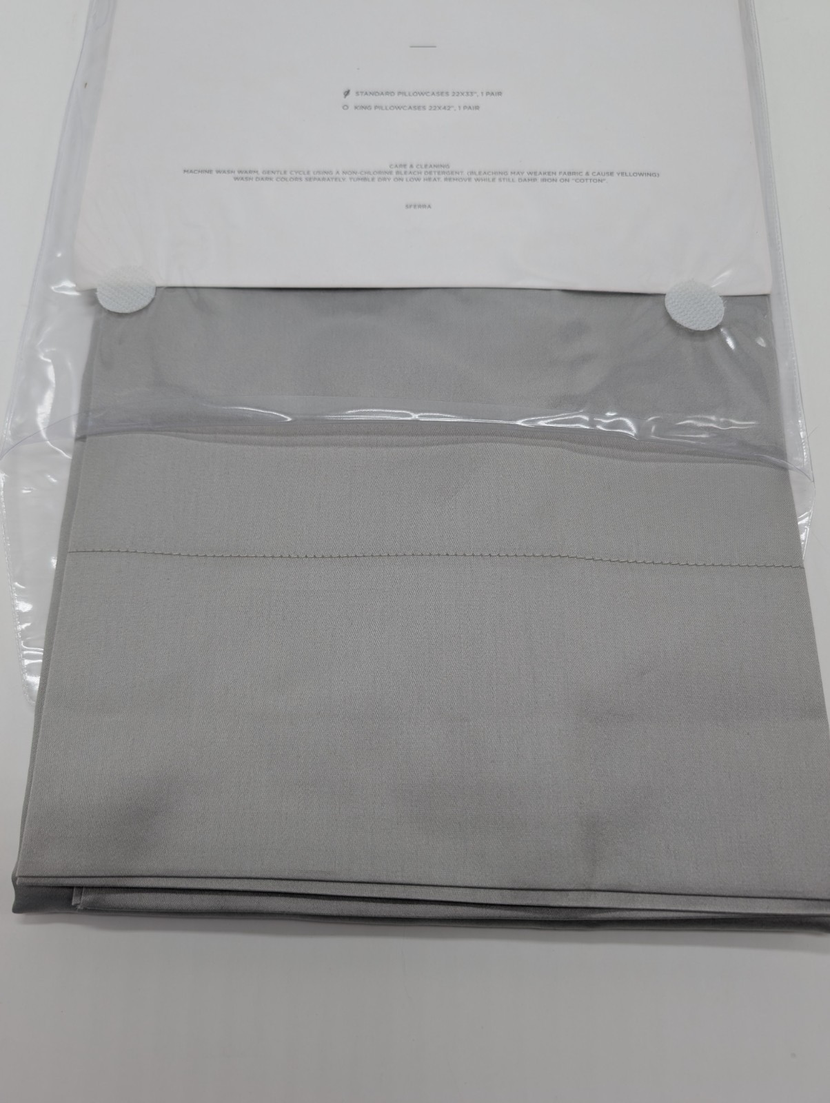Sferra Giotto Gray Standard Pillowcases Flint Pair Solid Cotton Sateen Italy NEW
