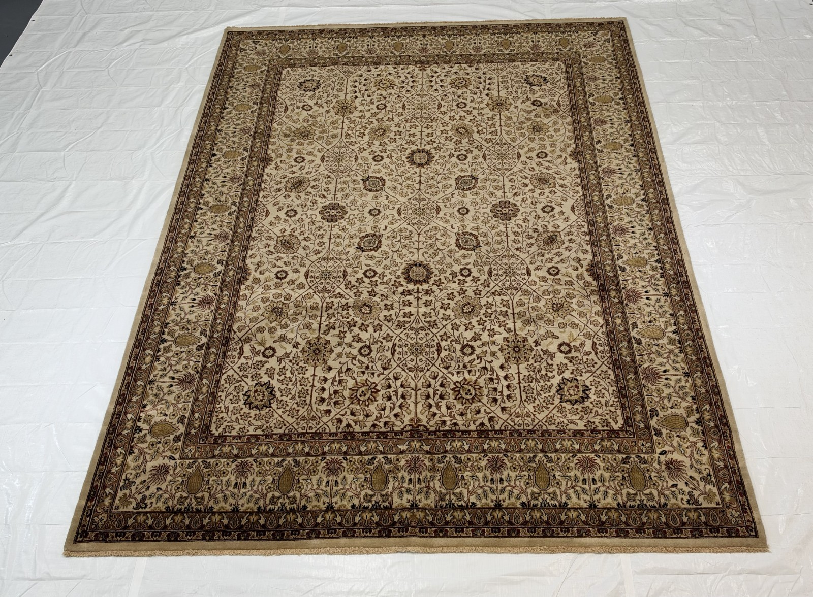 Premium Large Turkish Area Rug 9x12 FT Hand Knotted Floral & Botanical Design
